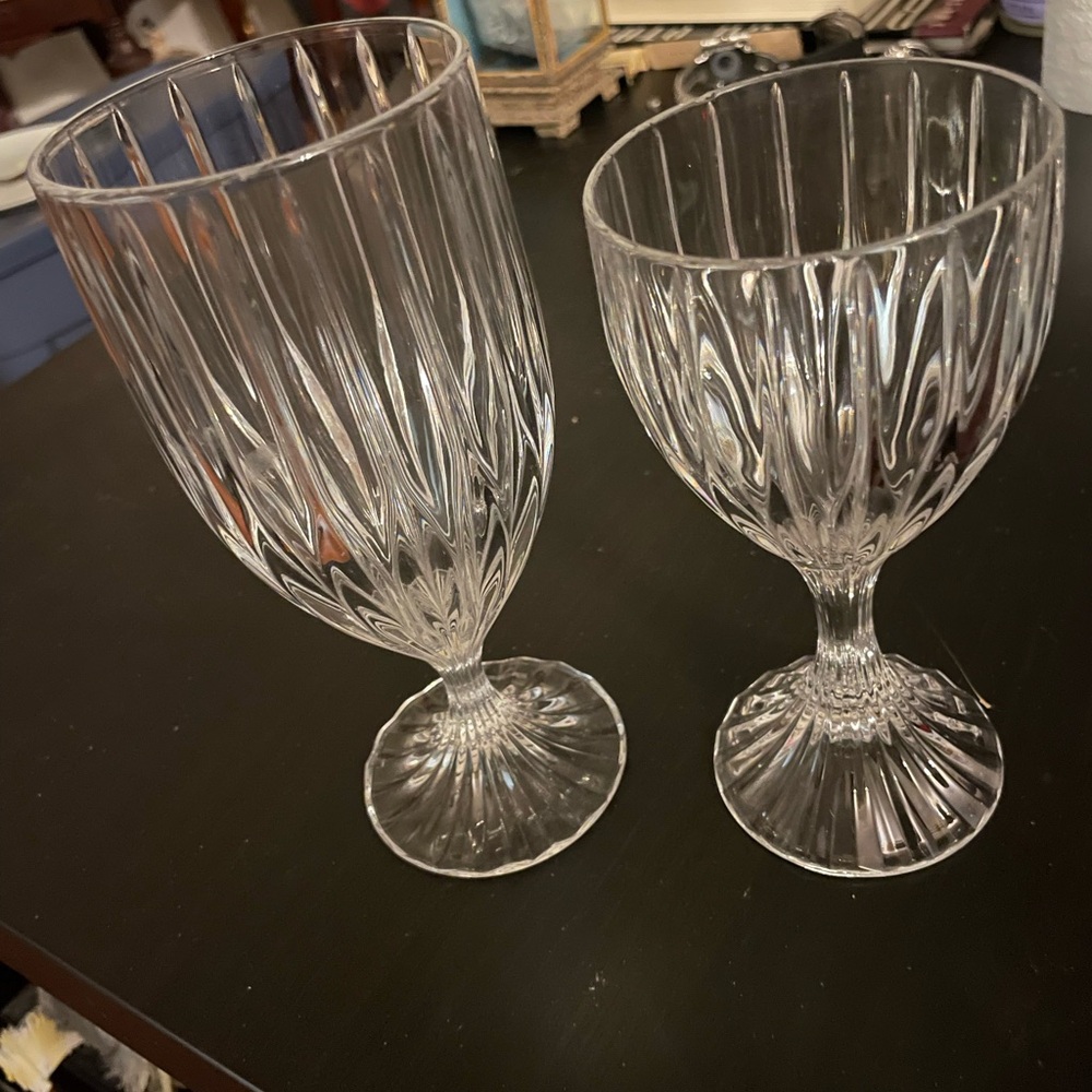 Two Heavy Chrystal Wine Glasses